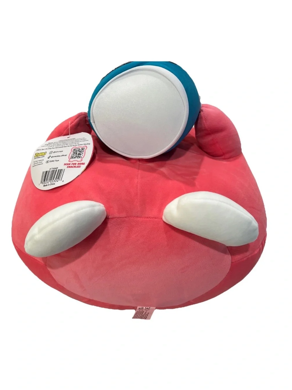 SNACKLES 14” Pink Bunny Super Plush Toy holding a Cinnabon Cinnamon Roll By Zuru